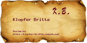 Klopfer Britta névjegykártya